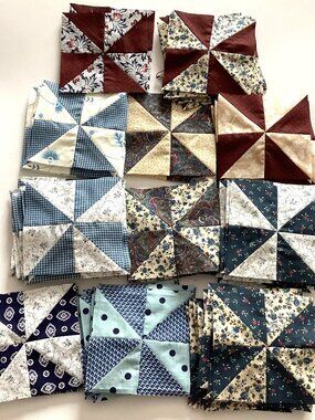 A Bundle of 65, 4 3/4" Inch Pinwheel Blocks Quilting Sewing